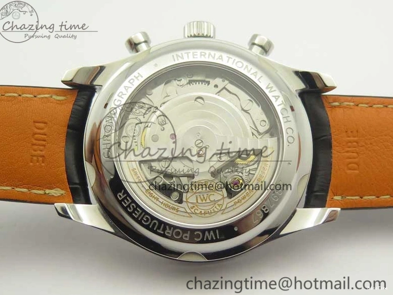 MIROTIME 0110 Portugieser Chrono  42 IW390403 ZF 1:1 Best Edition White Dial Blue Hand on Black Leather Strap A WellDesigned 7190